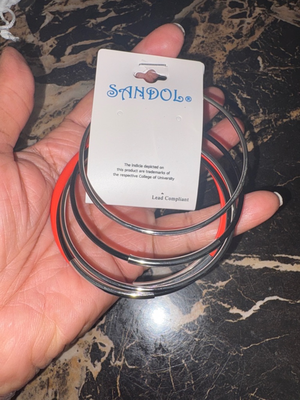 Sandol Women’s Red and Silver Bangle Set Texas Tech